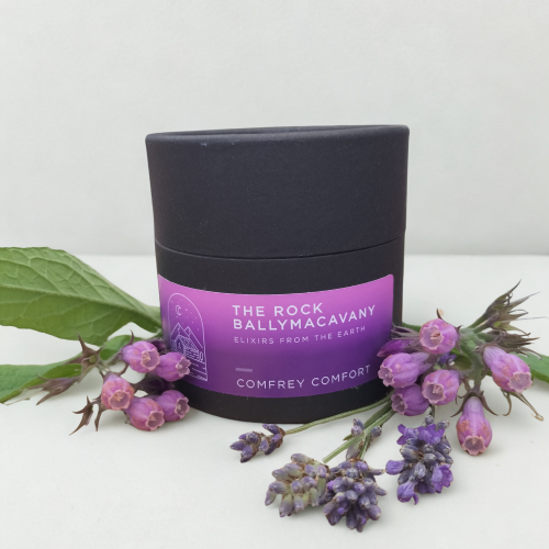 front shot of a container of comfrey comfort comfrey balm