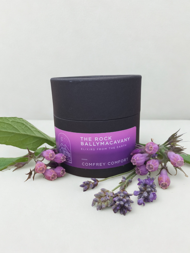 front shot of a container of comfrey comfort comfrey balm